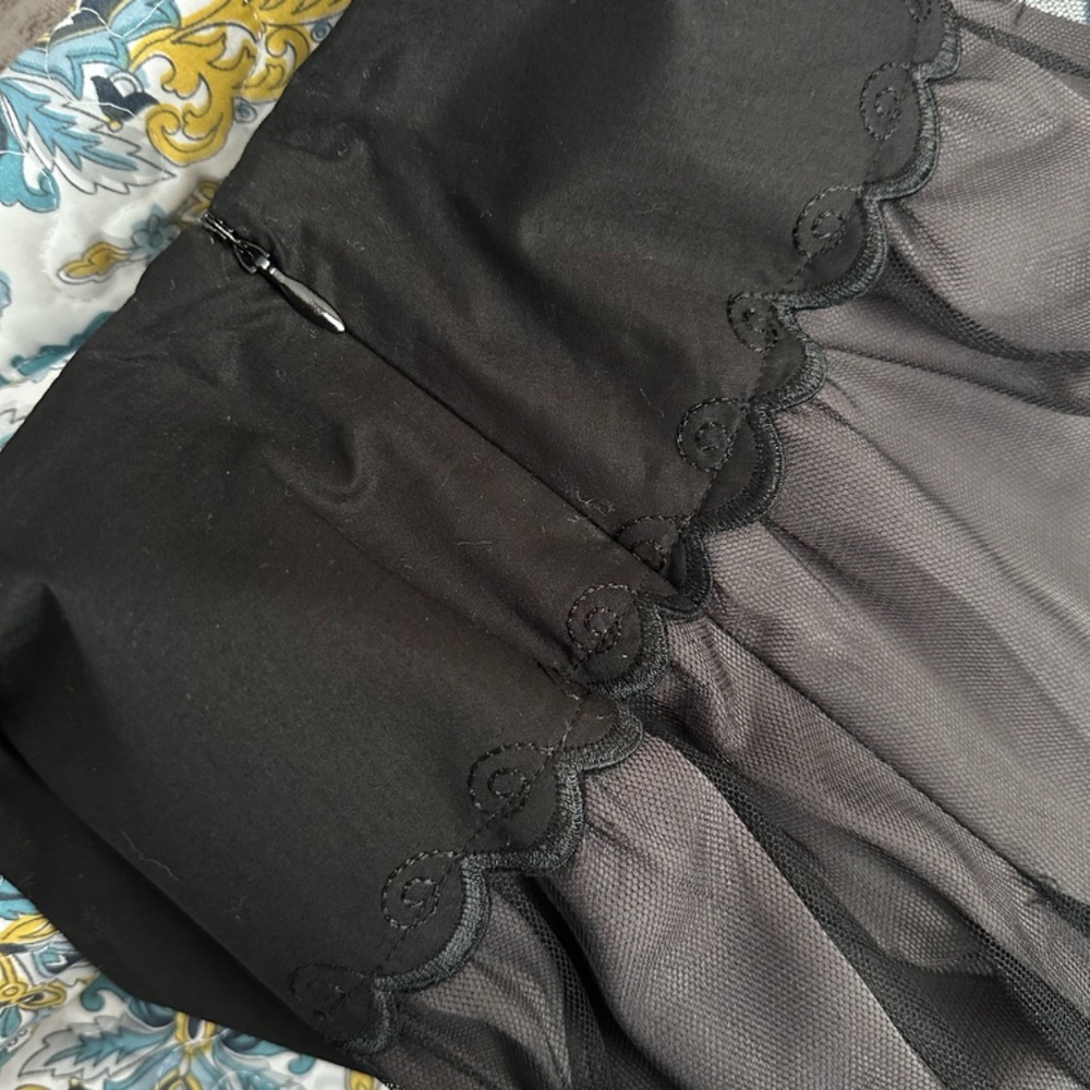 Garnet Hill • Lace Overlay Silk Midi Skirt - Picture 6 of 8